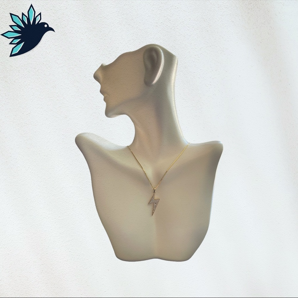 14K Yellow Gold Lightning Bolt Necklace w/ Diamond